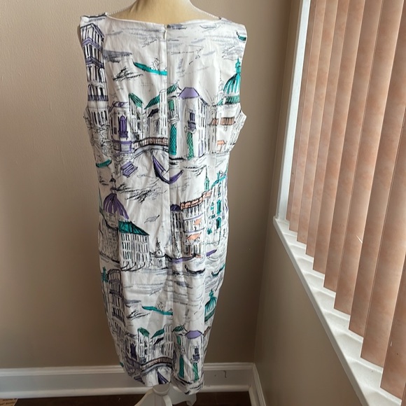 Chetta B Womens Sheath Dress Venice Italy Print sz 16 Multicolor - Picture 5 of 5